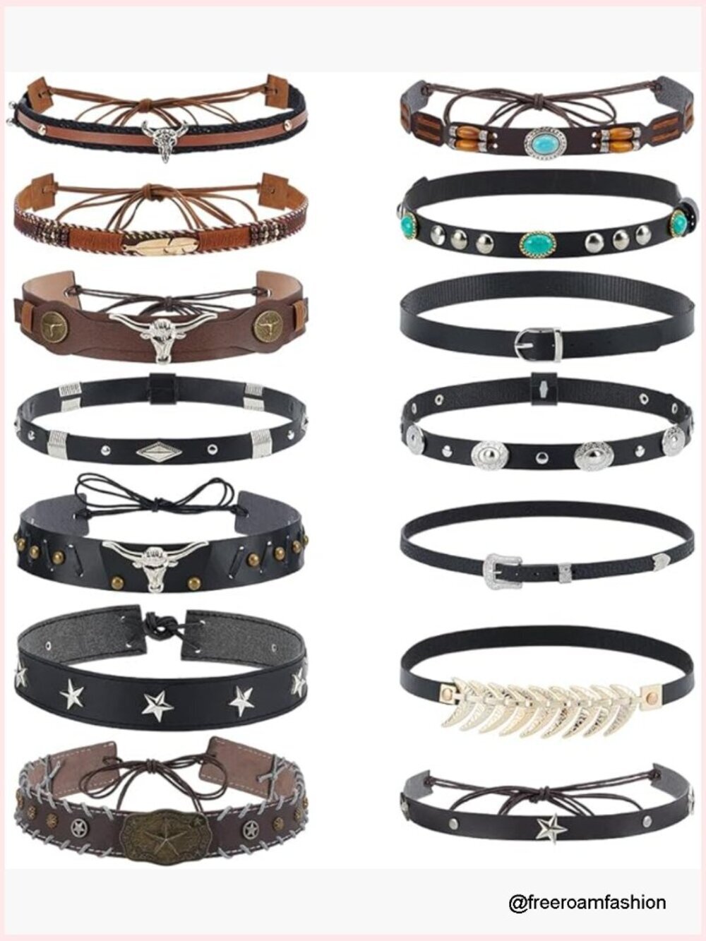 Cowboy Hat Bands Western Hat Belts PU Leather Unisex 12 Pack